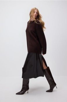 Reserved - Спідниця з анімалістичним візерунком - темно коричневий - 726EH-89X