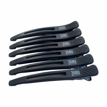 Зажимы для волос Zauber с резинкой, черные, 6 шт (06-047)