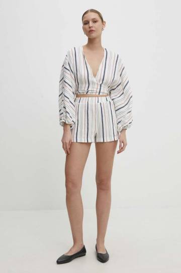 Льняная блузка Answear Lab цвет белый узор Льняная блузка Answear Lab цвет белый узор