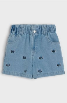 Джинсові шорти pull-on з вишивкою Stitch - синій