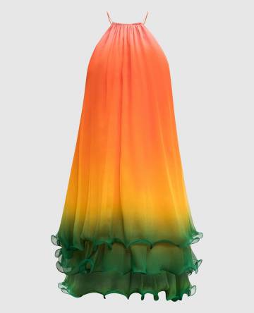 Оранжевое платье Rainbow Gradient из шелка Оранжевое платье Rainbow Gradient из шелка