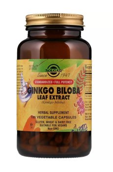 Экстракт гинкго билоба Solgar Ginkgo Biloba Leaf Extract, 180 капсул