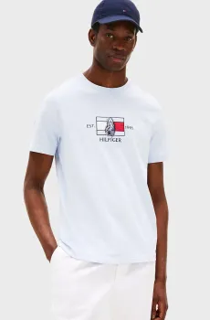 Мужская голубая футболка HILFIGER FLAG SAILING Голубой L Tommy Hilfiger MW0MW38628