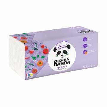 Бумажные полотенца Снежная Панда 2-слойные, 140 шт