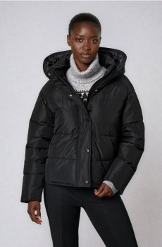 Квітована куртка puffer з капюшоном - чорний