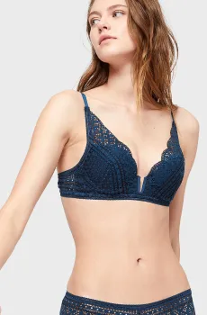 Женский синий бюстгальтер пуш-ап с треугольной чашкой FEEL Синий 75B Etam 6510059