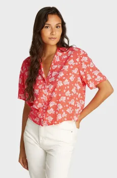 Женская красная рубашка с узором RLX CRP Красный XS Tommy Jeans DW0DW20285