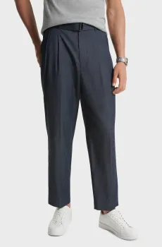 Мужские темно-синие брюки BELTED CHAMBRAY TROUSER Синий 32-32 Michael Kors CS4301BBF0