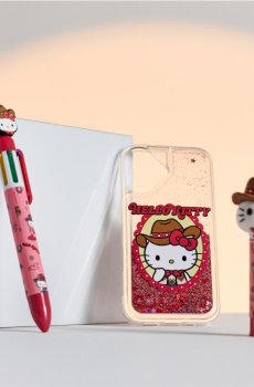 Чохол для iPhone 16 з блискітками та ковбойським мотивом Hello Kitty - червоний