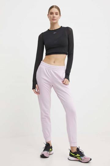 Хлопковые спортивные штаны Puma цвет фиолетовый однотонные Хлопковые спортивные штаны Puma цвет фиолетовый однотонные