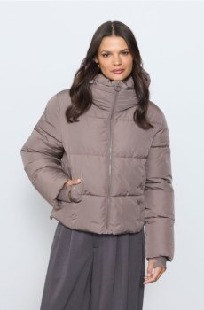 Квітована куртка puffer з капюшоном - сіро-фіолетовий