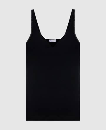 Черный топ с цепочкой мониль