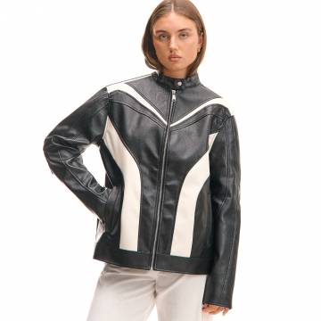 Cropp - Байкерська куртка зі штучної шкіри - чорний Cropp - Байкерська куртка зі штучної шкіри - чорний