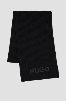 Мужской черный шерстяной шарф Черный ONESIZE HUGO 50527826;001