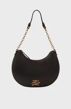 Женская черная кожаная сумка AUTOGRAPH MOON SHOULDER BAG Черный ONESIZE Karl Lagerfeld A2W30019