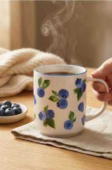 Керамічна чашка з мотивом чорниць - різнобарвний