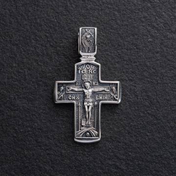 Серебряный крест "Распятие Христово. Деисус" (чернение) 132991 Серебряный крест "Распятие Христово. Деисус" (чернение) 132991