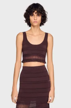 Женский коричневый топ Коричневый S Sandro SFPPU02831_Brown