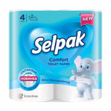 Туалетная бумага Selpak Comfort белая, 2-слойная, 140 отрывов, 4 рулона Туалетная бумага Selpak Comfort белая, 2-слойная, 140 отрывов, 4 рулона