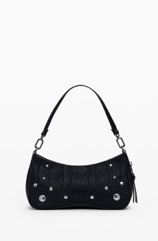Desigual Embroidered & Stud Detail Expandable Baguette Shoulder Bag