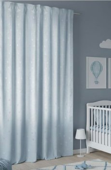 Велюрова штора з тисненим візерунком у формі сердець - блакитний