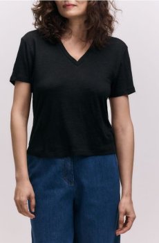 Reserved - Футболка з додаванням льону - чорний - 188IT-99X