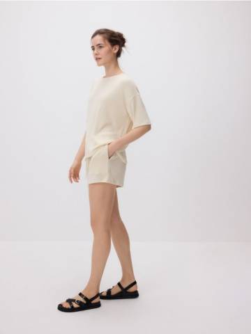 Reserved - Трикотажні шорти з віскозою - нюдовий - YH607-02X