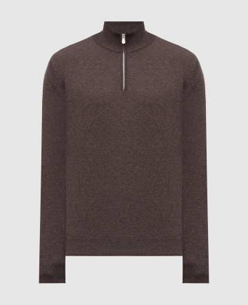 Коричневый джемпер из кашемира с молнией