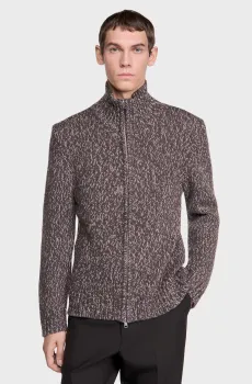 Мужской коричневый шерстяной кардиган Коричневый L Sandro SHPTR00839_Brown
