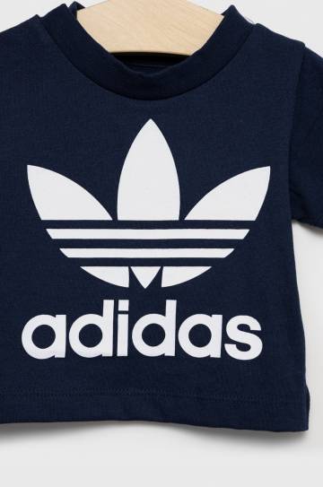 Детская хлопковая футболка adidas Originals цвет синий с принтом Детская хлопковая футболка adidas Originals цвет синий с принтом