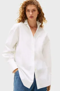 Женская белая рубашка TH х SRG Белый M-L Tommy Hilfiger WW0WW45547