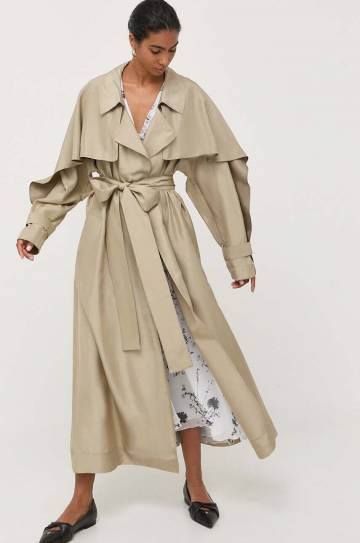 Пальто Victoria Beckham цвет зелёный переходное Пальто Victoria Beckham цвет зелёный переходное