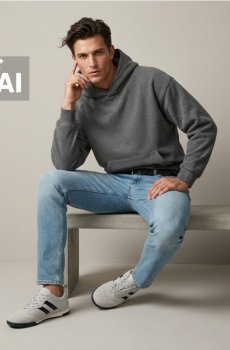 Джинси slim fit з ефектом прання - синій