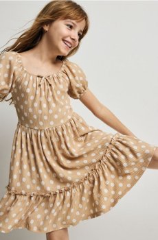 Reserved - Сукня в горошок - бежевий - 451IB-08X