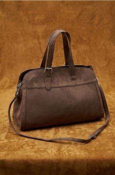 Велика сумка з імітації замші - темно коричневий