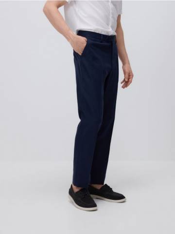 Reserved - Штани regular fit з льоном - темно-синій - 994CS-59M Reserved - Штани regular fit з льоном - темно-синій - 994CS-59M