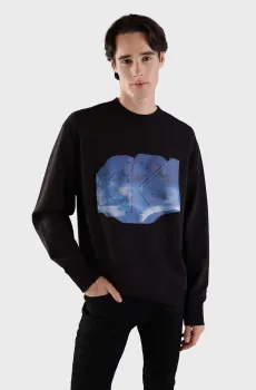 Мужской черный свитшот EMBOSSED EUPHORIC FLORAL CREW Черный XXL Calvin Klein Jeans J30J325636