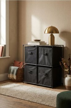 Стелаж з текстильними контейнерами - чорний