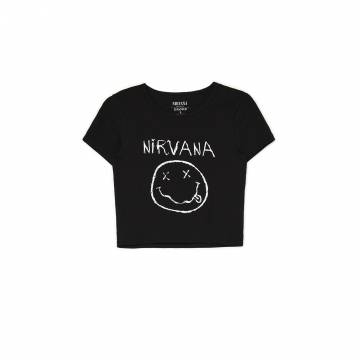 Cropp - Чорна футболка з принтом Nirvana - чорний Cropp - Чорна футболка з принтом Nirvana - чорний
