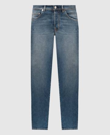 Синие джинсы с эффектом потертости