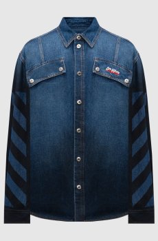 Голубая джинсовая рубашка с вышивкой логотипа