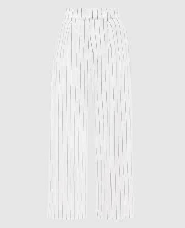 Белые штаны Ida Trani из льна в полоску