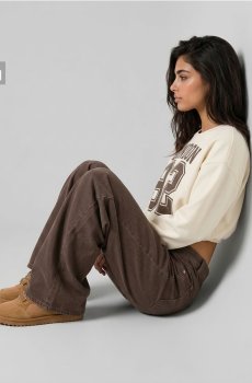 Бавовняні джинси baggy з ефектом прання - коричневий