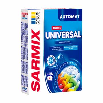 Стиральный порошок Sarmix Active Universal для ручной стирки, 4 стирки, 300 г Стиральный порошок Sarmix Active Universal для ручной стирки, 4 стирки, 300 г