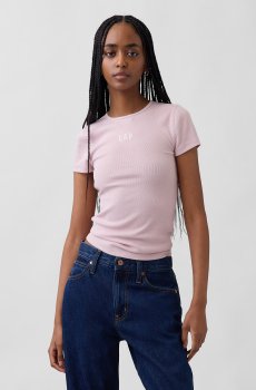 GAP Brand Logo Embroidered Ribbed Slim Fit T-shirt