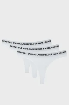 Женские белые трусики (3 шт) LOGO THONG Белый M Karl Lagerfeld 246W2113