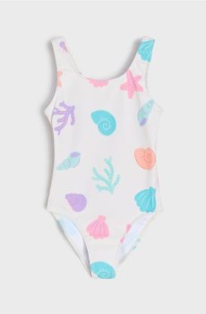 Суцільний купальник з морським мотивом - світло-жовтий