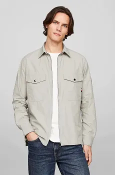 Мужская бежевая рубашка PAPER TOUCH OVERSHIRT Бежевый M Tommy Hilfiger MW0MW30894