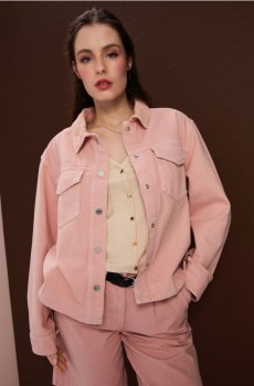 Джинсовая куртка-тракер - рожевий