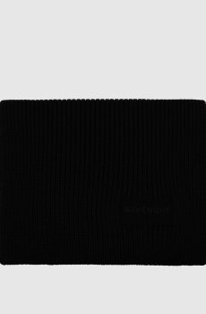 Черный шарф из шерсти с логотипом